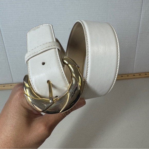 Y2K Women's Preppy Vintage Emmanuel Boho 90s White Belt Petite Small - Picture 2 of 15